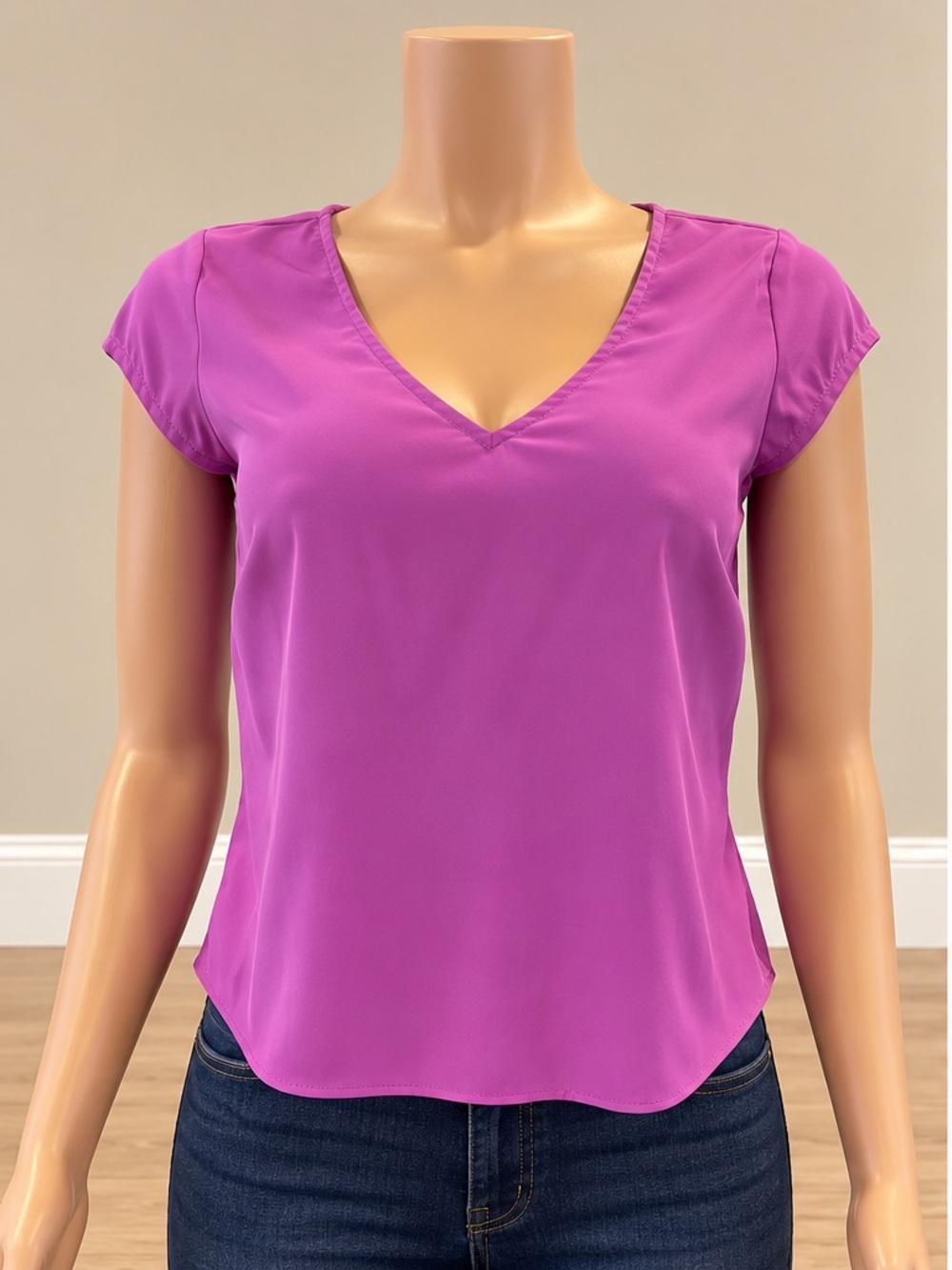 Express Purple Pink Cutout Back Criss Cross V Neck Blouse Top